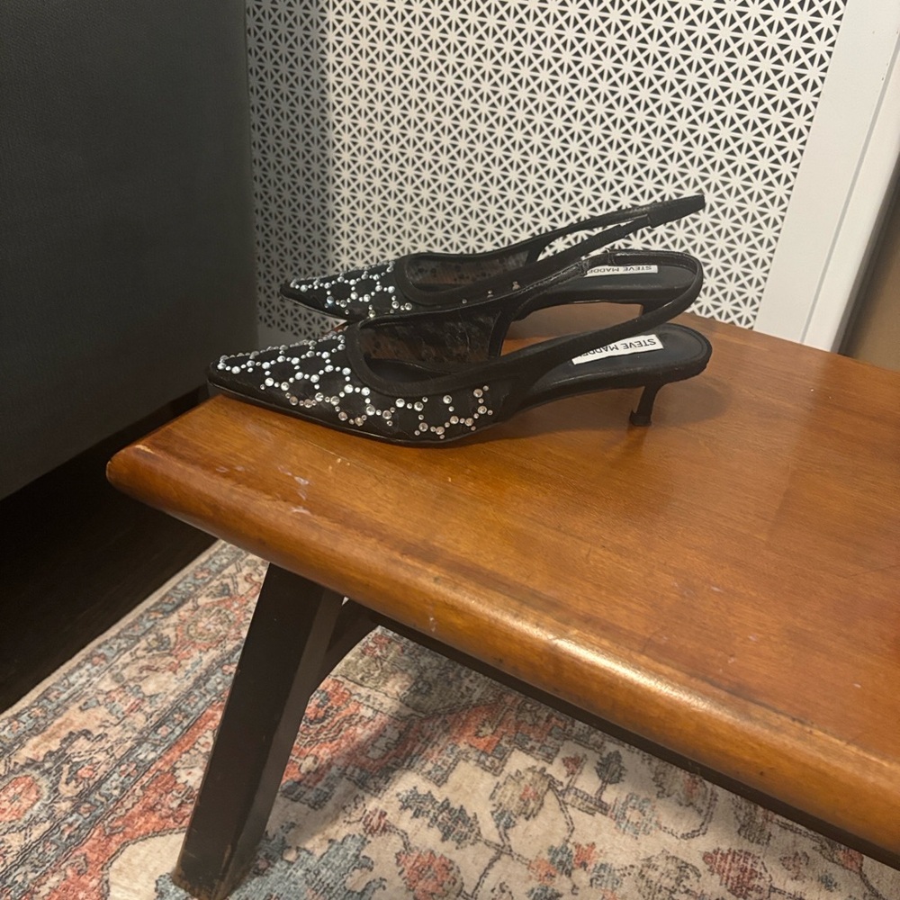 Steve Madden Black Rhinestone Kitten Heels - Picture 2 of 7